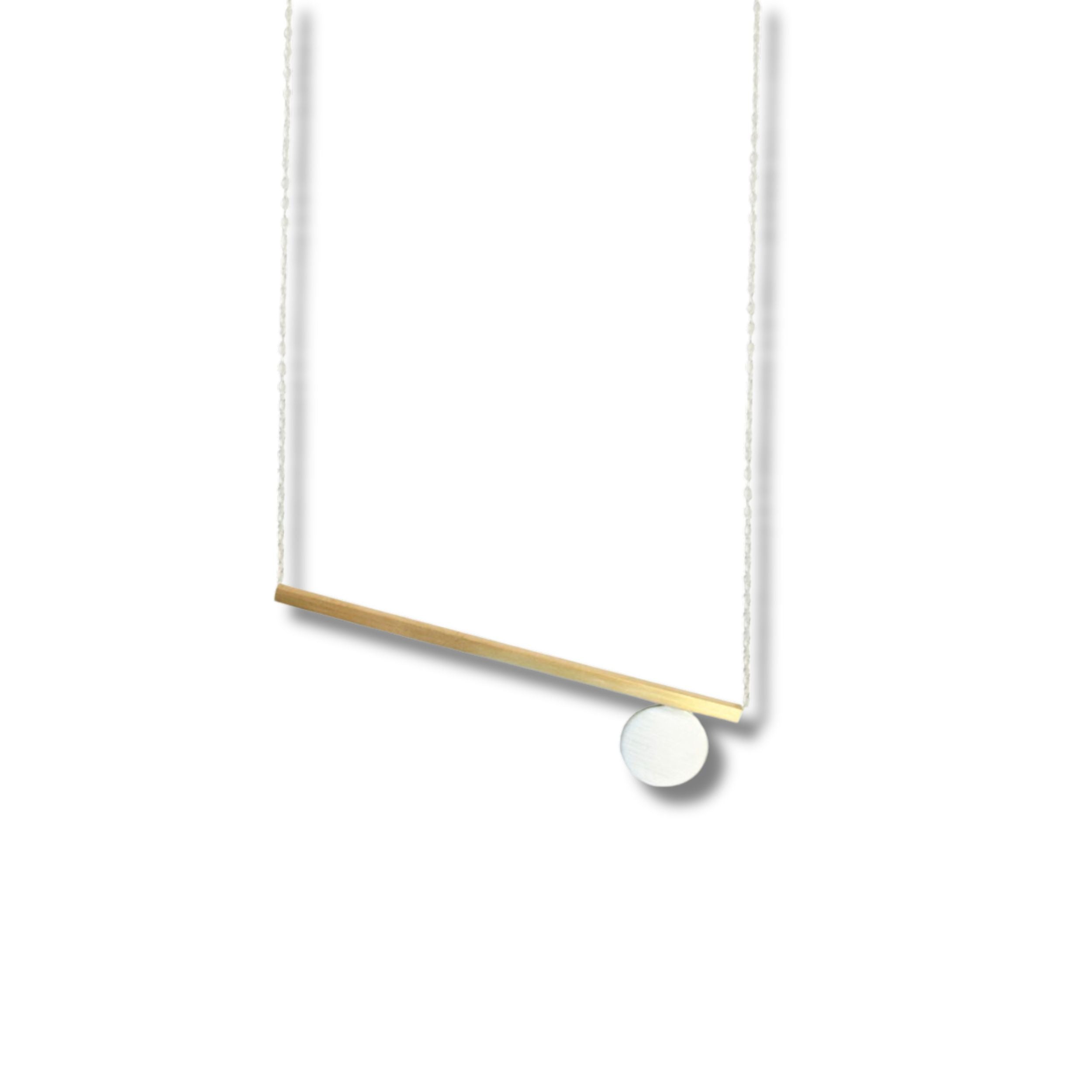 Handmade Asymmetrical geometric balance silver Drop necklace gift ideas for women - MeganCollinsJewellery