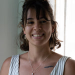 The Minimalist Scandinavian Ray necklace by MeganCollinsJewellery with the delicate circle and bar, are an abstract representation of the sun. Wear it as a reminder to shine your inner light.