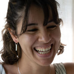 The Minimalist Scandinavian Ray earrings by MeganCollinsJewellery with the delicate circle and bar, are an abstract representation of the sun. Wear them as a reminder to shine your inner light.