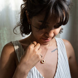 Introducing you to the bestseller, the Eloise necklace designed and created by MeganCollinsJewellery. Subtly combing Scandinavian geometric minimalism with a hint of the organic.