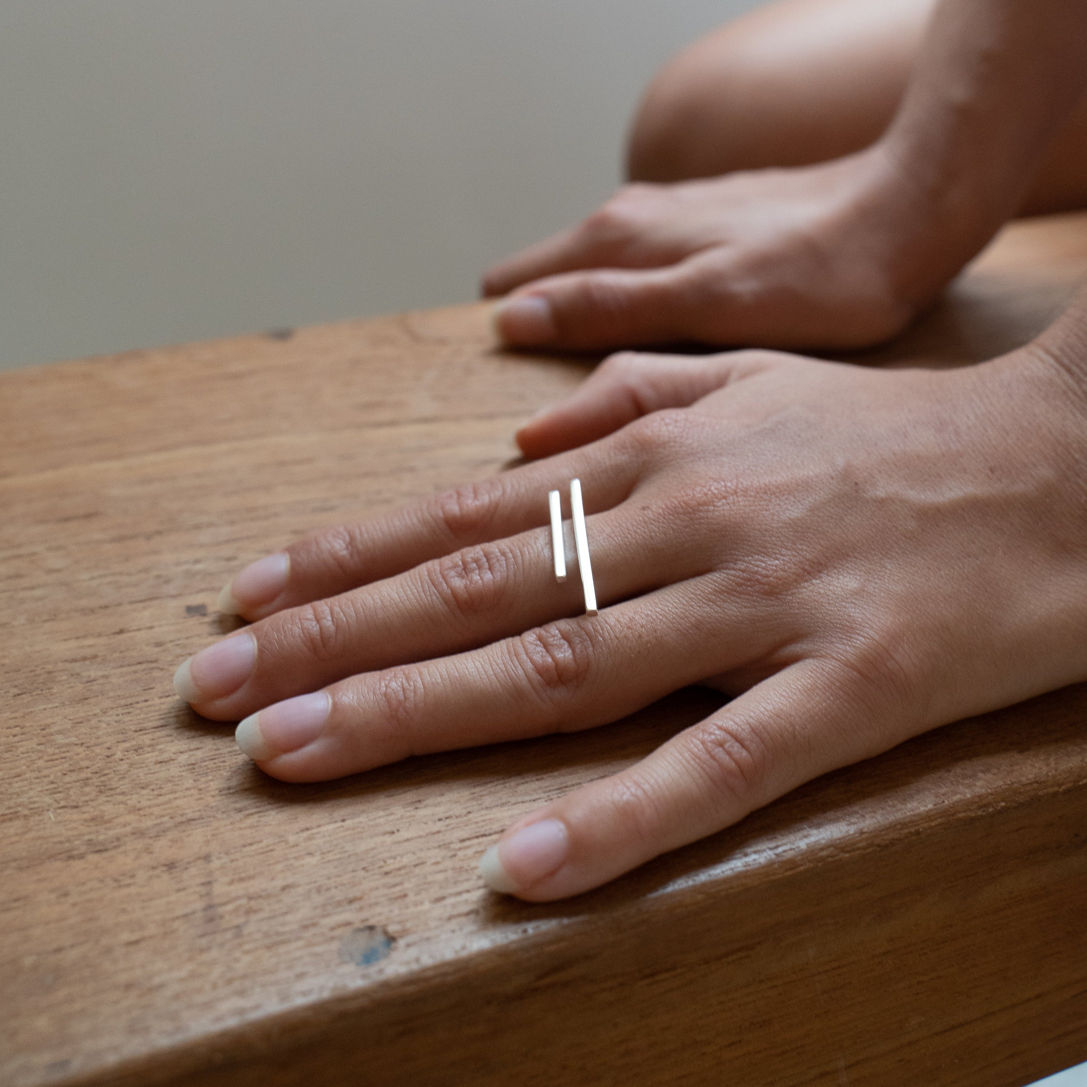 Double line geometric architectural ring MeganCollinsJewellery