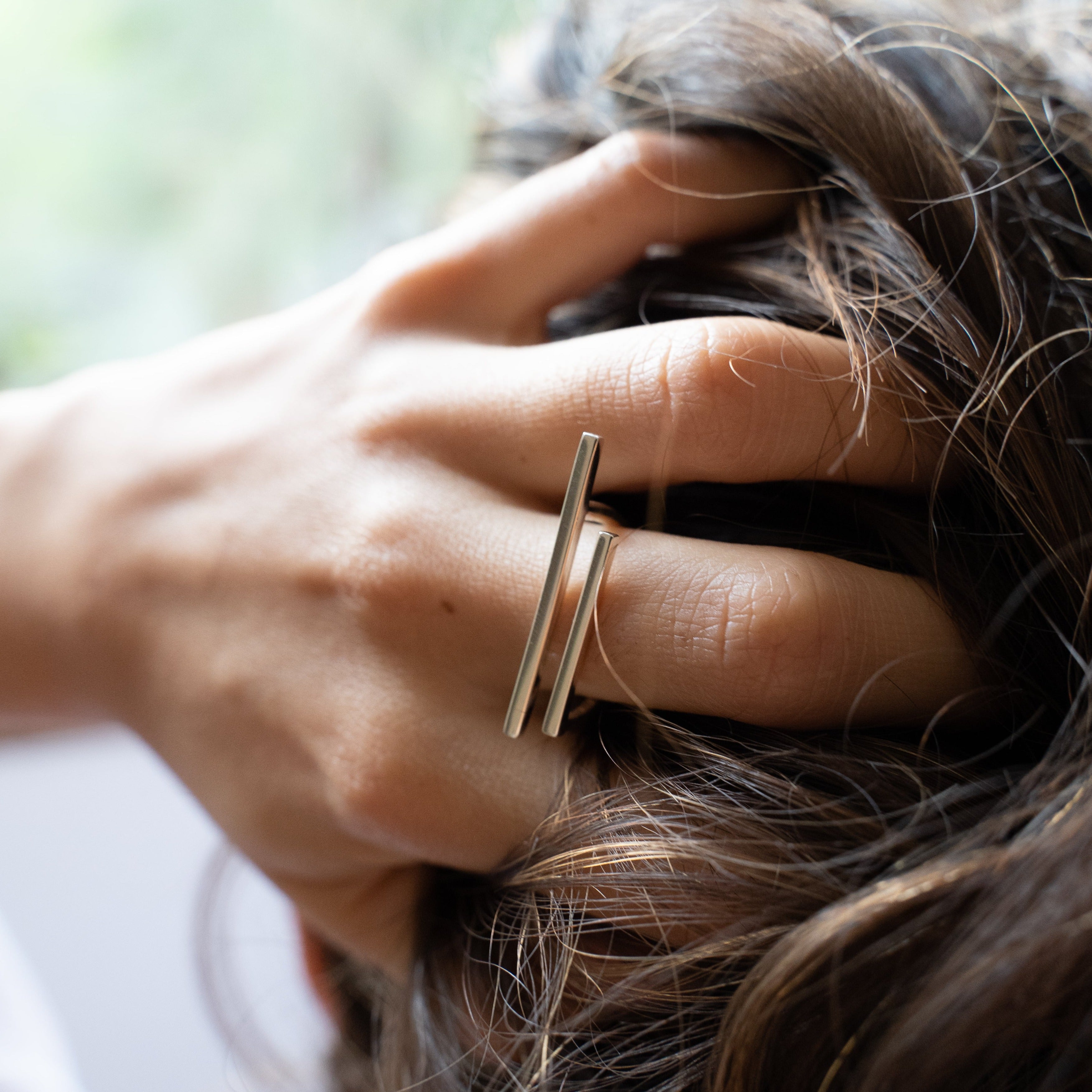 Double line geometric architectural ring MeganCollinsJewellery