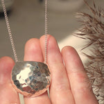 Hammered texture domed 100% recycled sterling silver handmade necklace MeganCollinsJewellery