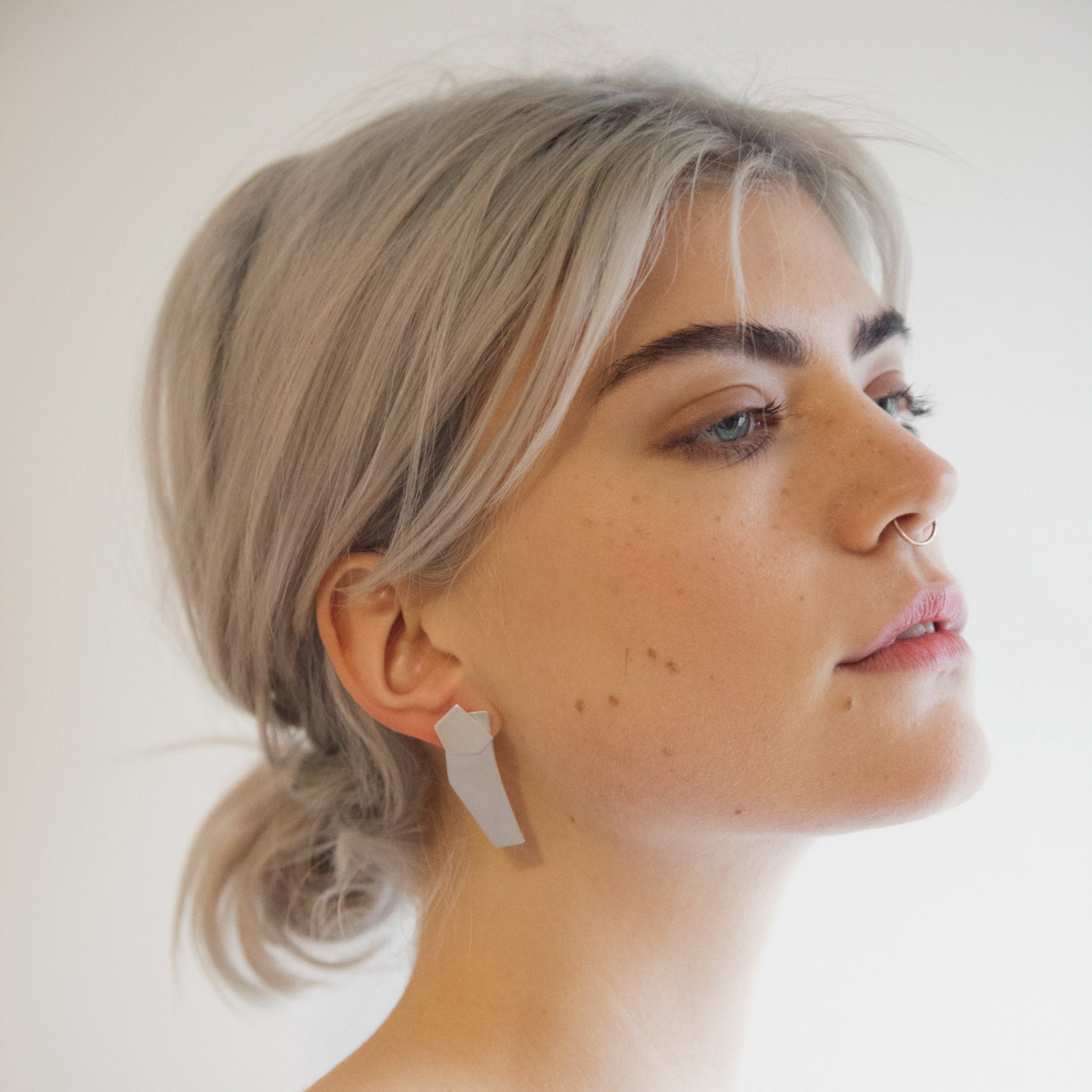 Ear Jacket Aike minimalist layered geometric handmade silver earrings- Megan Collins Jewellery