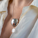 Hammered texture domed 100% recycled sterling silver handmade necklace MeganCollinsJewellery