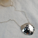 Hammered texture domed 100% recycled sterling silver handmade necklace MeganCollinsJewellery