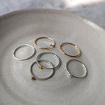 Gold filled and Recycled sterling silver simple stacking rings 1mm band by Megan Collins Jewellery