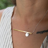 Handmade Asymmetrical geometric balance silver Drop necklace gift ideas for women - MeganCollinsJewellery